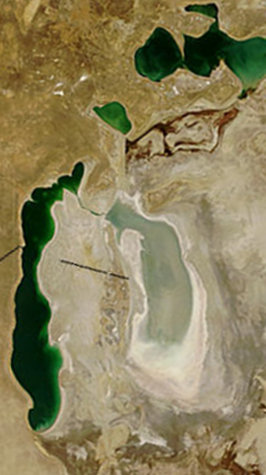 Aral sea in Oct 2008